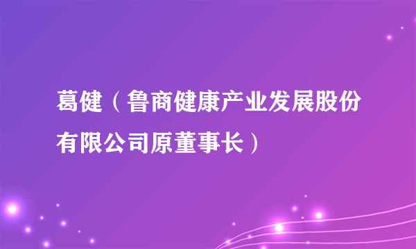 葛健（鲁商健康产业发展股份有限公司原董事长）