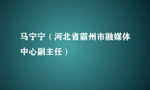 马宁宁（河北省霸州市融媒体中心副主任）