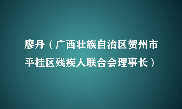 廖丹（广西壮族自治区贺州市平桂区残疾人联合会理事长）