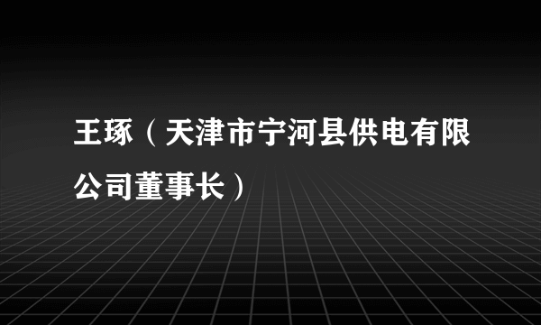 王琢（天津市宁河县供电有限公司董事长）