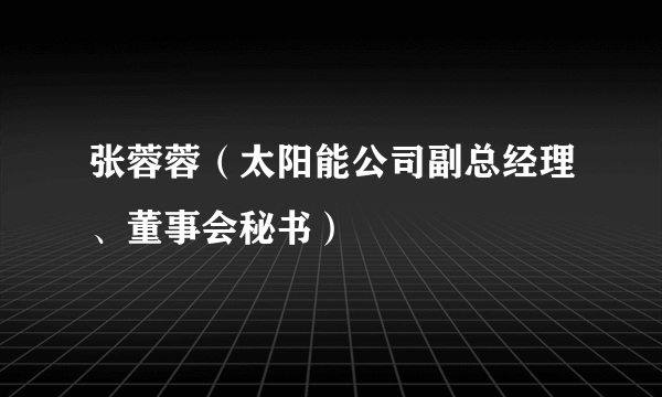 张蓉蓉（太阳能公司副总经理、董事会秘书）