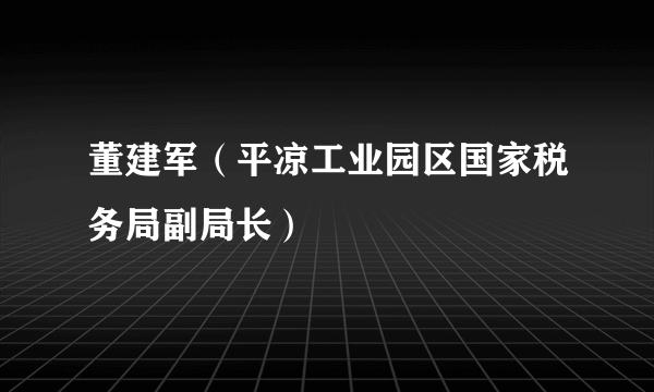 董建军（平凉工业园区国家税务局副局长）