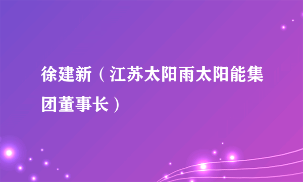 徐建新（江苏太阳雨太阳能集团董事长）