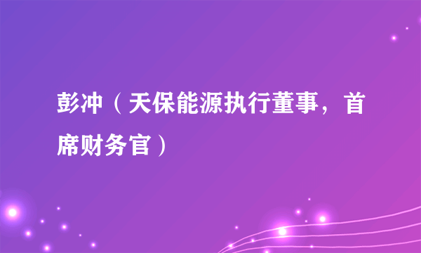 彭冲（天保能源执行董事，首席财务官）