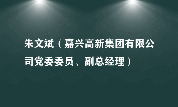 朱文斌（嘉兴高新集团有限公司党委委员、副总经理）