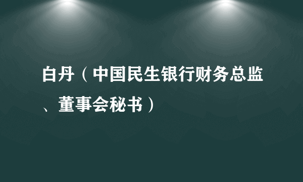 白丹（中国民生银行财务总监、董事会秘书）