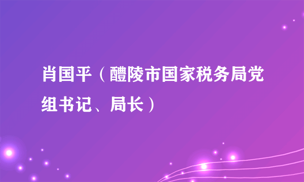 肖国平（醴陵市国家税务局党组书记、局长）