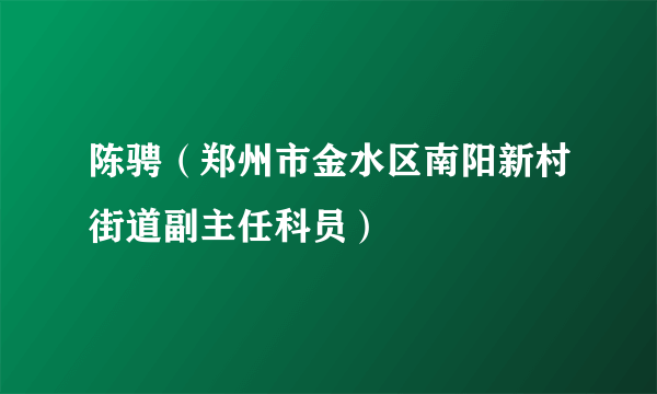 陈骋（郑州市金水区南阳新村街道副主任科员）