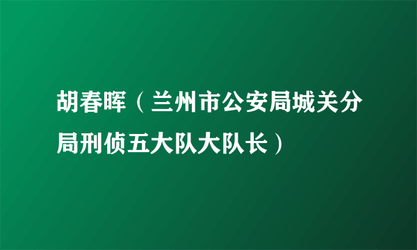 胡春晖（兰州市公安局城关分局刑侦五大队大队长）