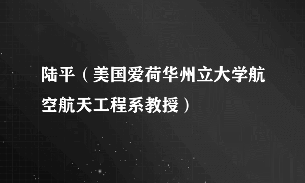 陆平（美国爱荷华州立大学航空航天工程系教授）