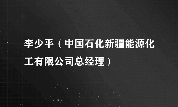 李少平（中国石化新疆能源化工有限公司总经理）