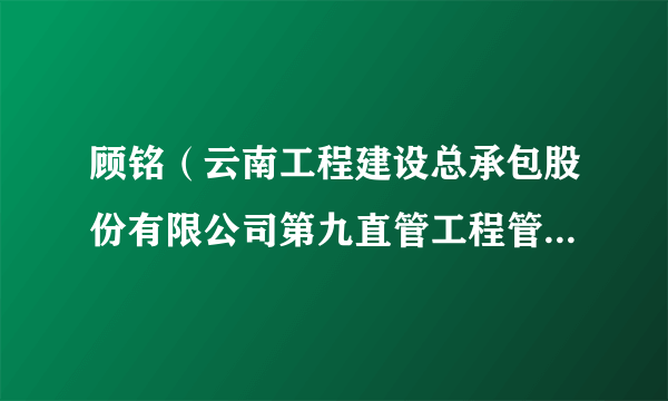 顾铭（云南工程建设总承包股份有限公司第九直管工程管理部负责人）