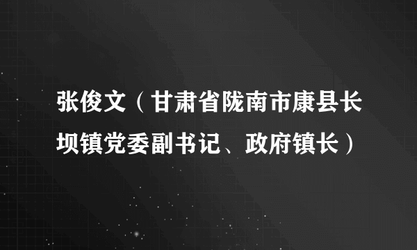 张俊文（甘肃省陇南市康县长坝镇党委副书记、政府镇长）