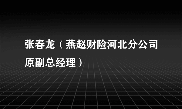 张春龙（燕赵财险河北分公司原副总经理）