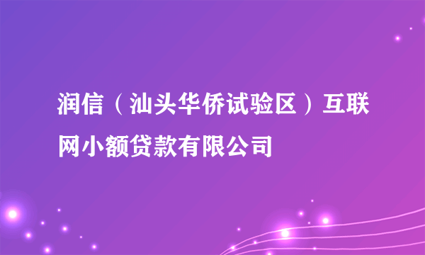 润信（汕头华侨试验区）互联网小额贷款有限公司