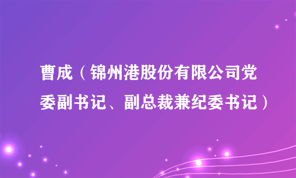 曹成（锦州港股份有限公司党委副书记、副总裁兼纪委书记）