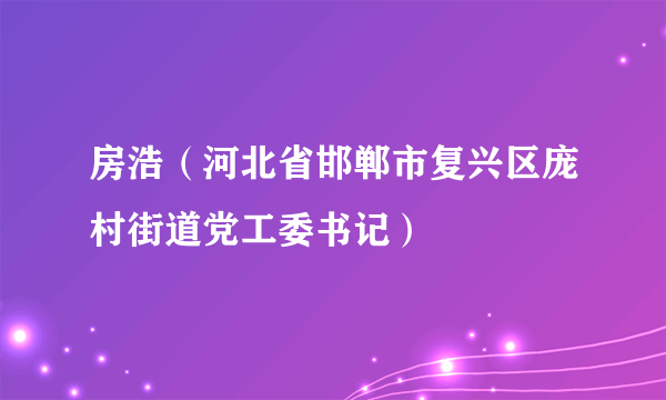 房浩（河北省邯郸市复兴区庞村街道党工委书记）