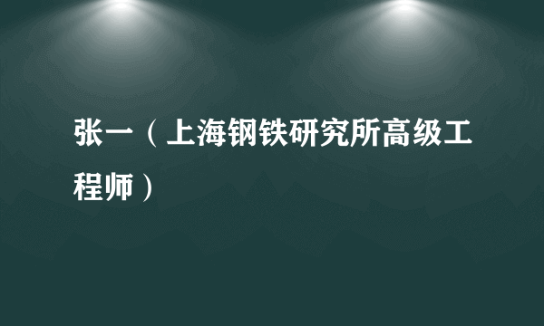 张一（上海钢铁研究所高级工程师）