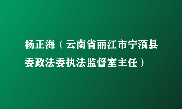 杨正海（云南省丽江市宁蒗县委政法委执法监督室主任）