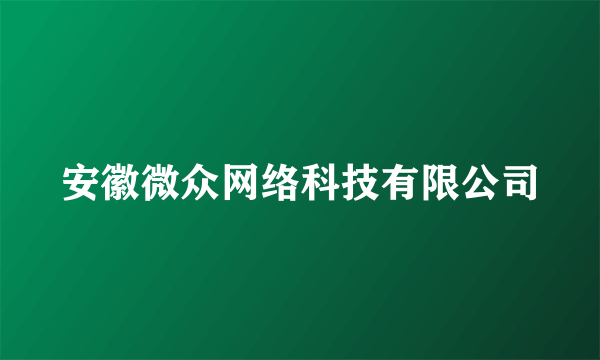 安徽微众网络科技有限公司