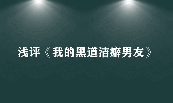 浅评《我的黑道洁癖男友》