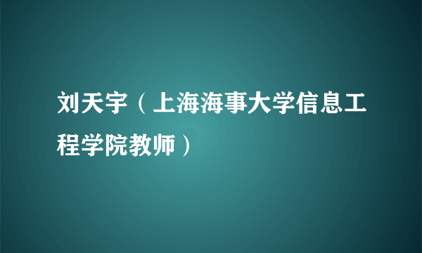 刘天宇（上海海事大学信息工程学院教师）