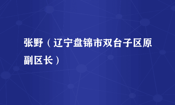 张野（辽宁盘锦市双台子区原副区长）