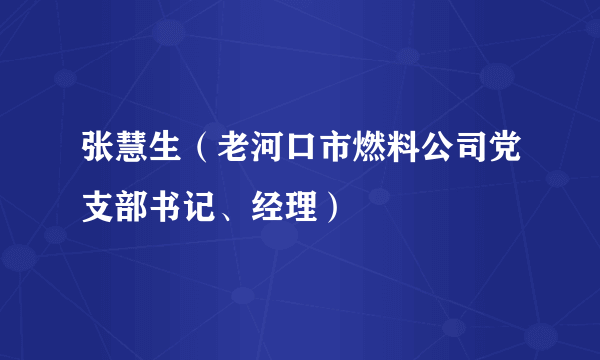 张慧生（老河口市燃料公司党支部书记、经理）