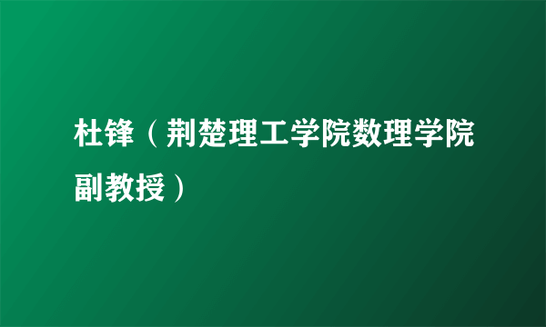 杜锋（荆楚理工学院数理学院副教授）