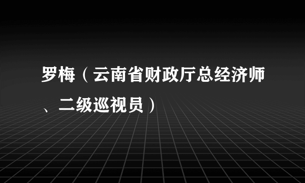 罗梅（云南省财政厅总经济师、二级巡视员）