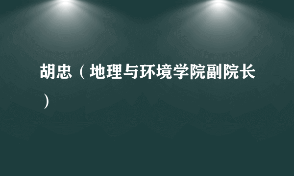 胡忠（地理与环境学院副院长）