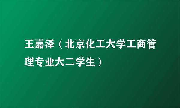 王嘉泽（北京化工大学工商管理专业大二学生）