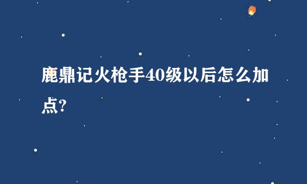 鹿鼎记火枪手40级以后怎么加点?