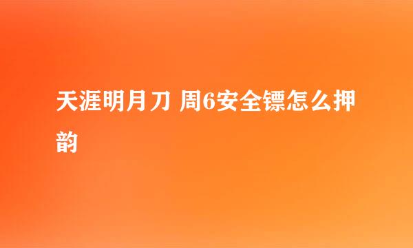 天涯明月刀 周6安全镖怎么押韵