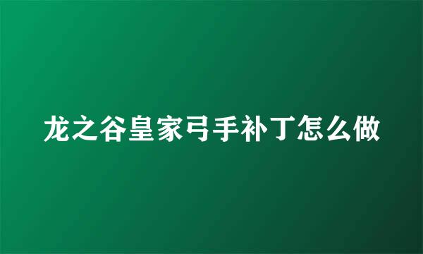 龙之谷皇家弓手补丁怎么做