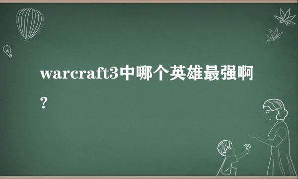 warcraft3中哪个英雄最强啊?