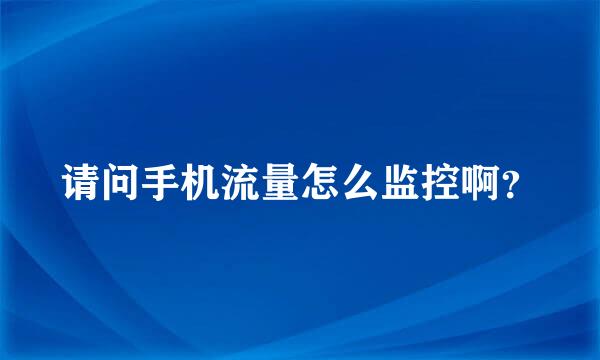 请问手机流量怎么监控啊？