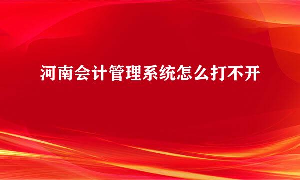 河南会计管理系统怎么打不开