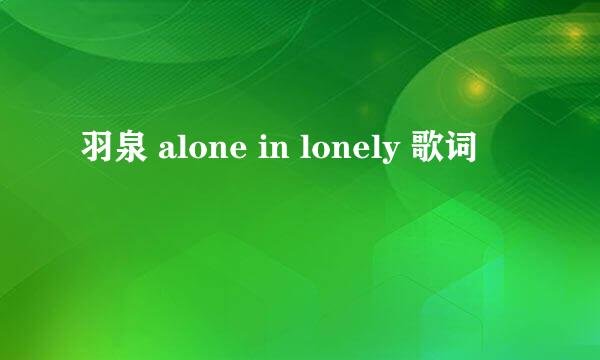 羽泉 alone in lonely 歌词