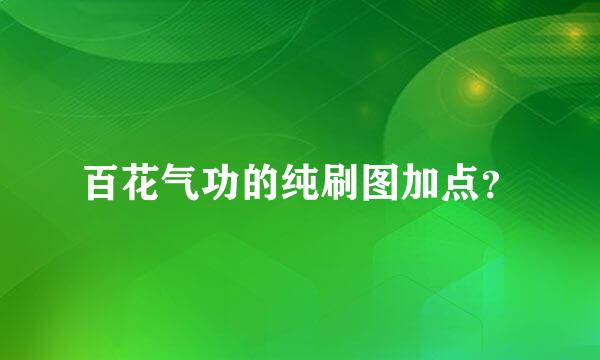 百花气功的纯刷图加点？