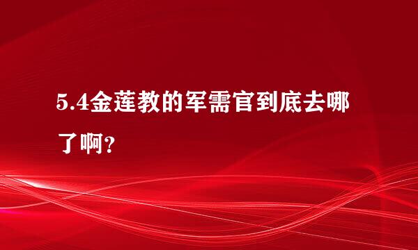 5.4金莲教的军需官到底去哪了啊？