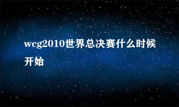 wcg2010世界总决赛什么时候开始