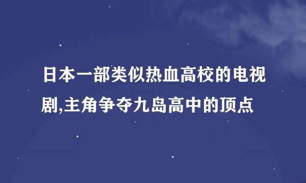 日本一部类似热血高校的电视剧,主角争夺九岛高中的顶点