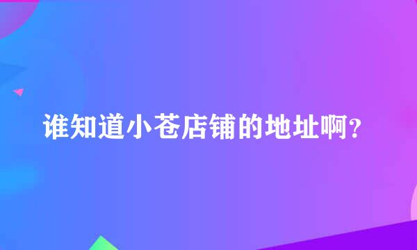 谁知道小苍店铺的地址啊？