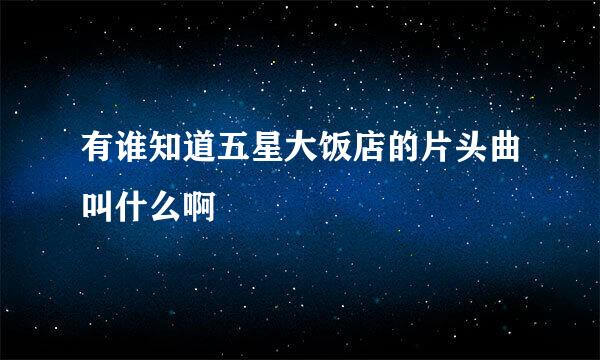 有谁知道五星大饭店的片头曲叫什么啊