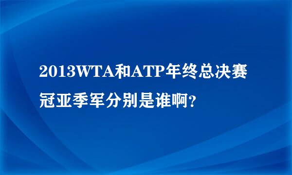 2013WTA和ATP年终总决赛冠亚季军分别是谁啊？