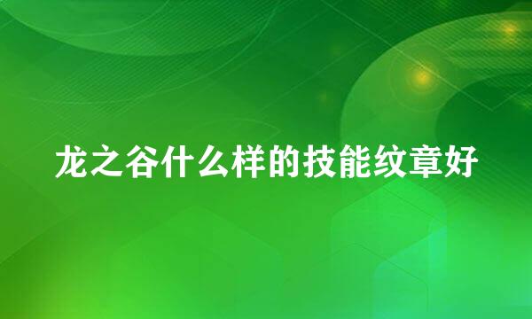 龙之谷什么样的技能纹章好