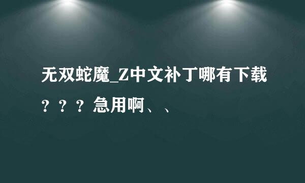 无双蛇魔_Z中文补丁哪有下载？？？急用啊、、