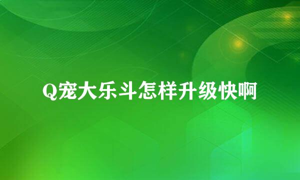 Q宠大乐斗怎样升级快啊