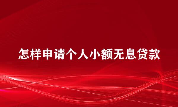 怎样申请个人小额无息贷款